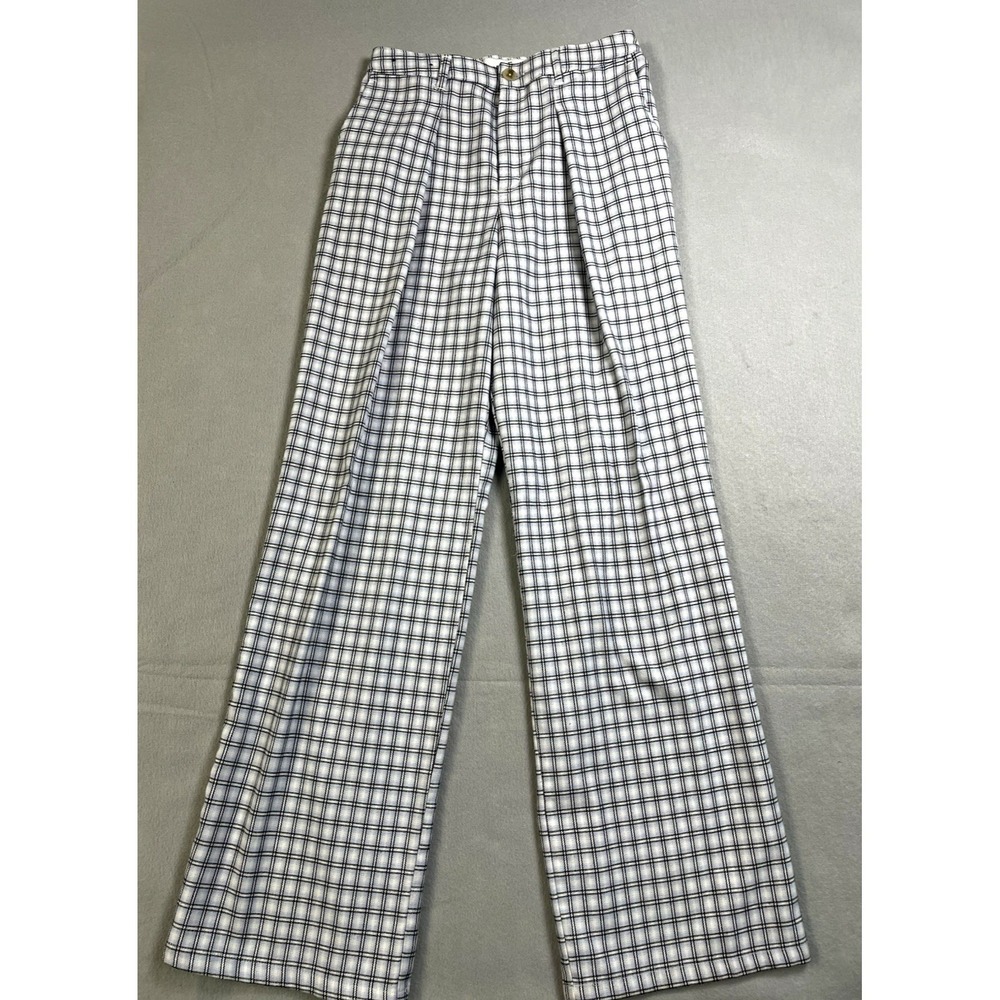 Hollister Ultra High Rise Pants Womens Blue White Plaid Casual Pleated Front SM